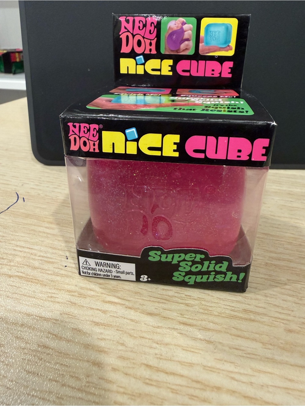 Nee Doh Nice Cube - Pink Glitter Super Solid Squish